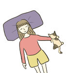女孩与猫咪的温馨睡眠时刻