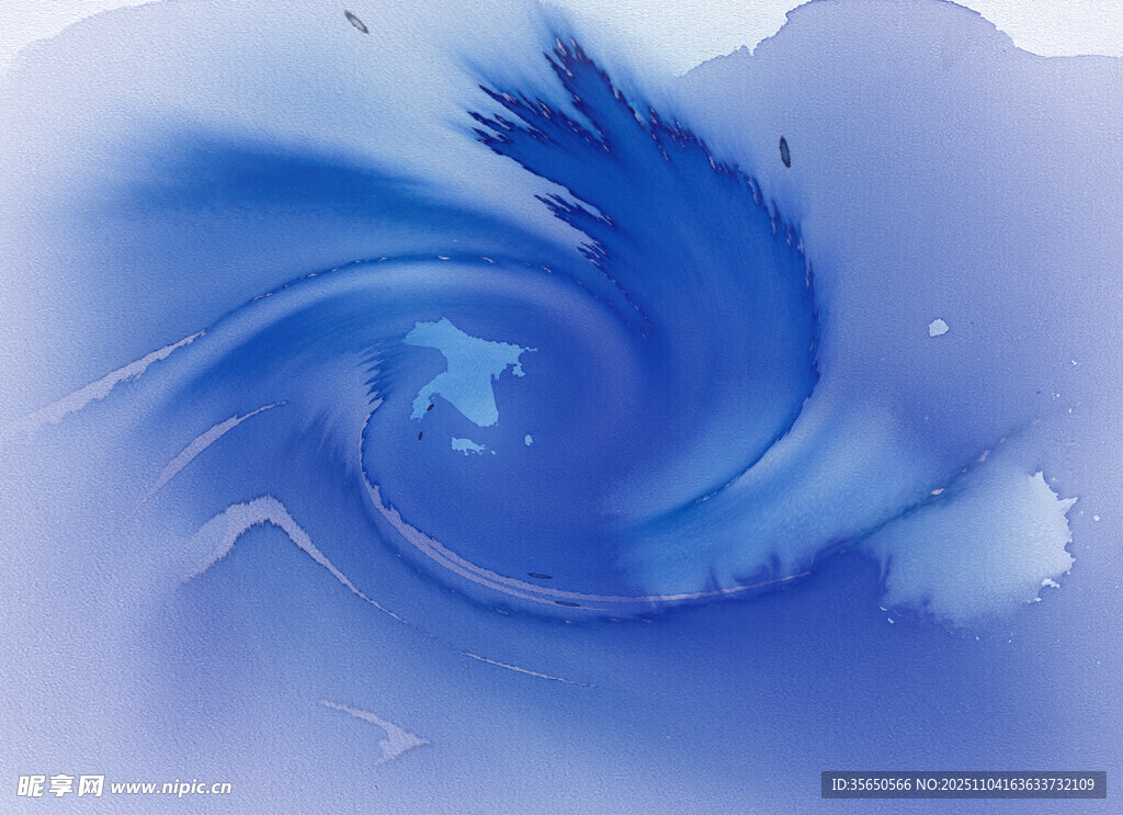 蓝色水墨旋涡艺术画面