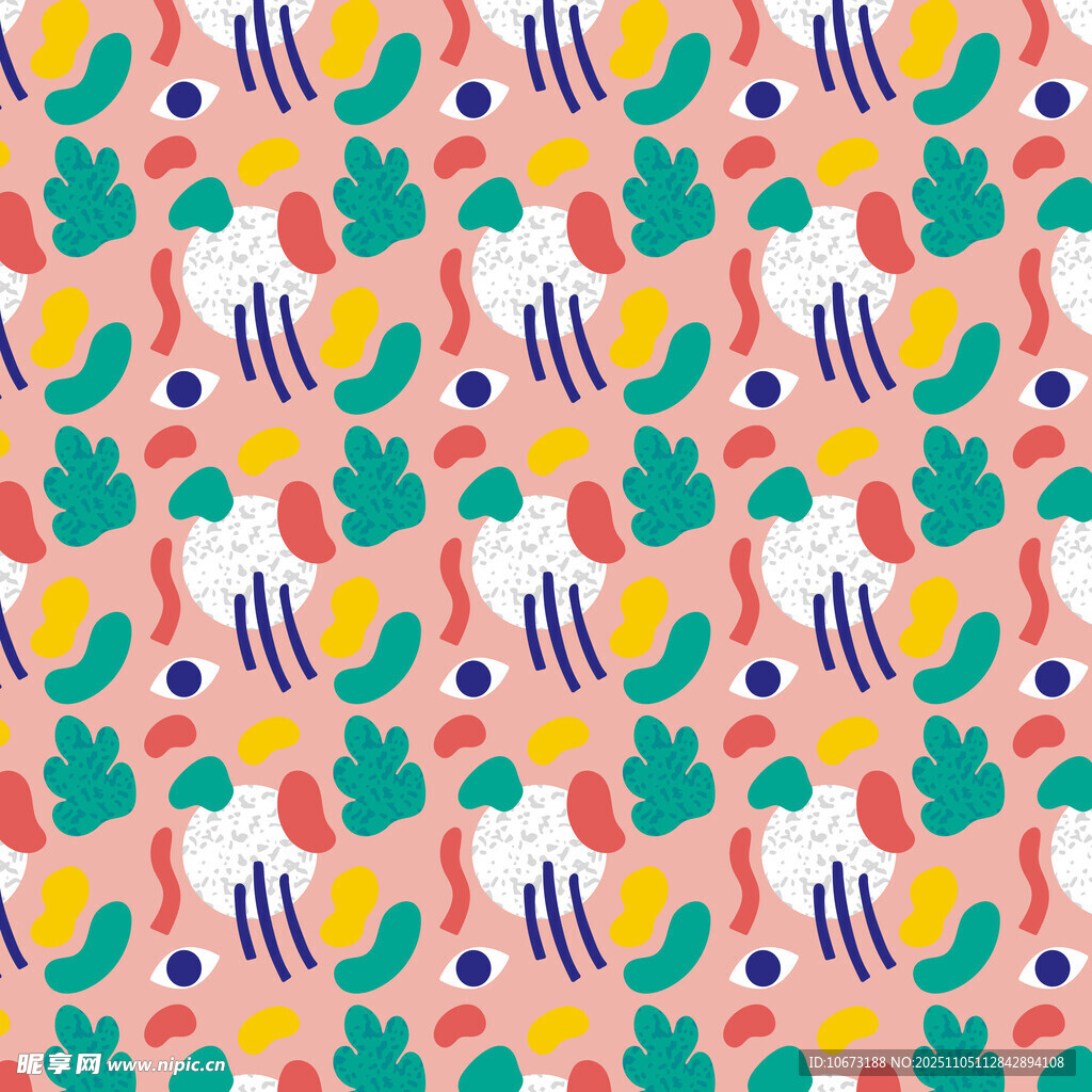 多彩热带风植物图案背景