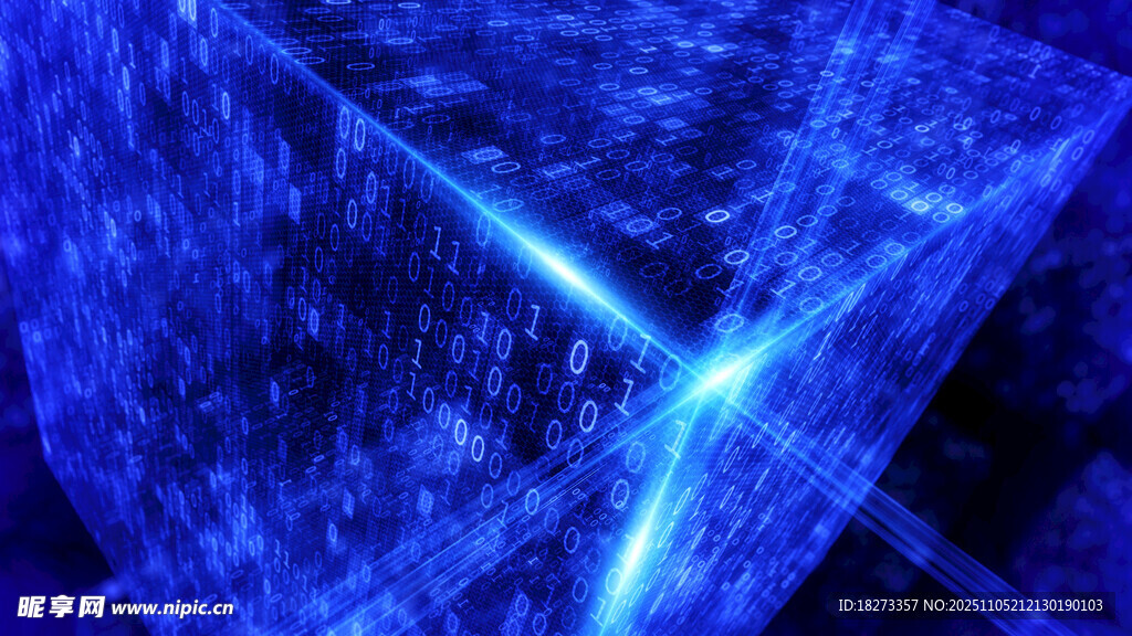 蓝色科技感线条光影画面