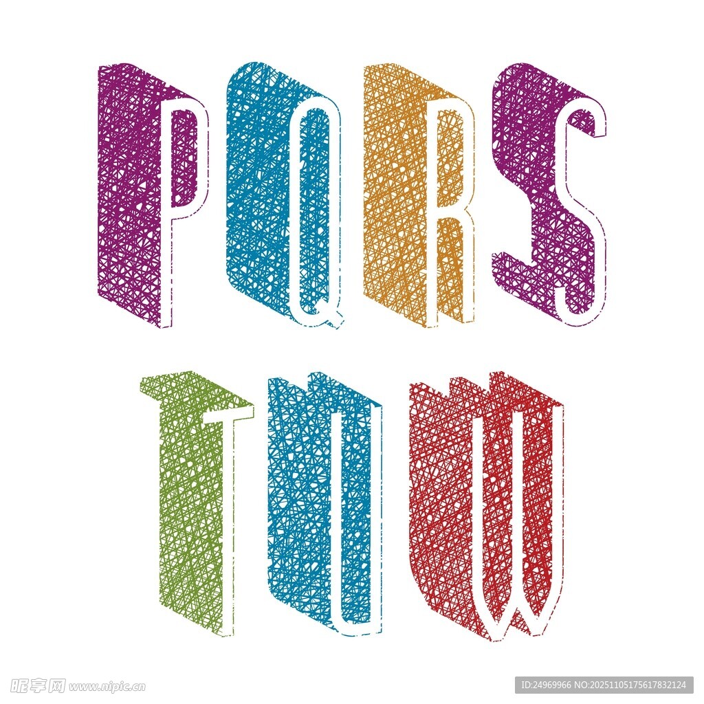 多彩立体字母装饰图案