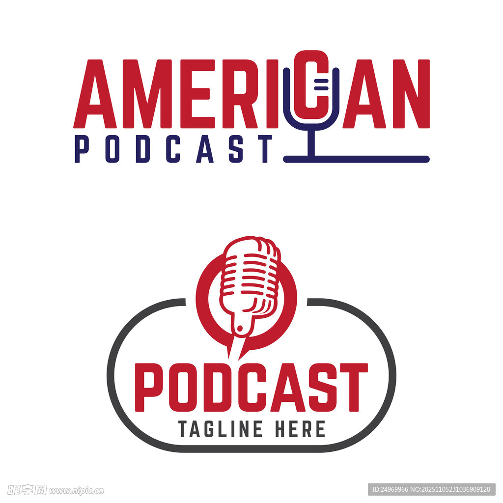 美式播客标志设计
