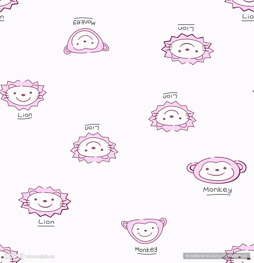 可爱卡通图案无缝背景图