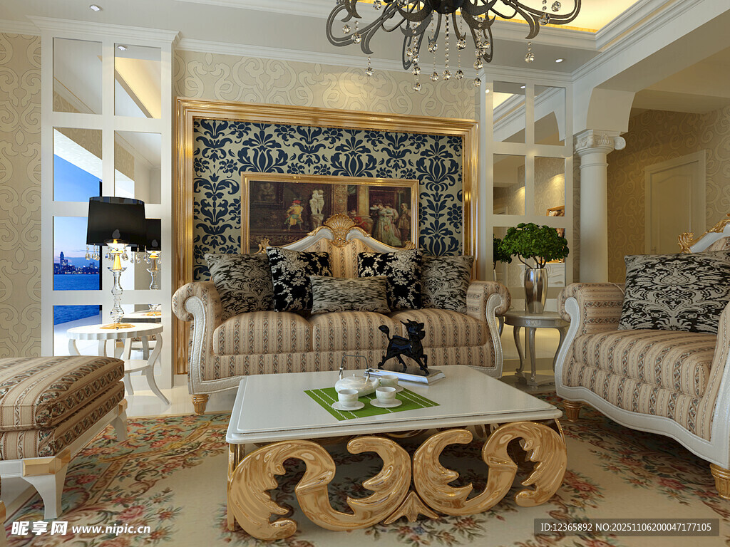 奢华欧式客厅室内装饰图