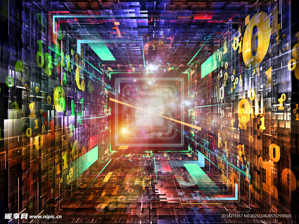 未来科技感的虚拟数字通道