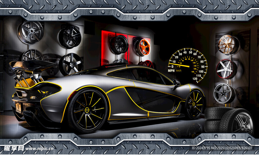 炫酷赛车装饰图案设计