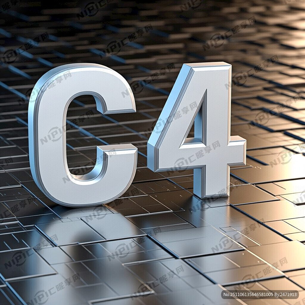 IOT 3D字 金属色 正视角