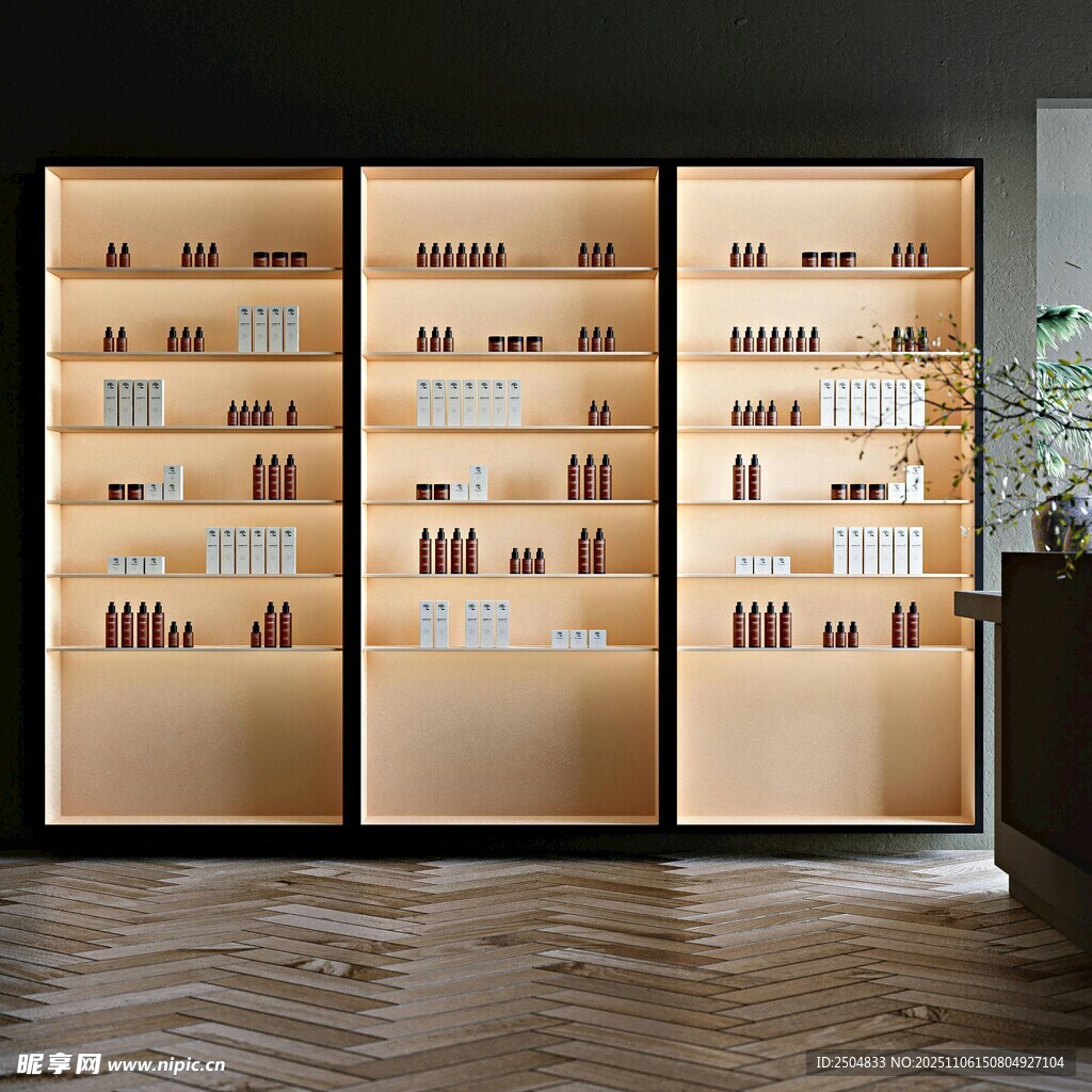 现代简约木质护肤品展示柜