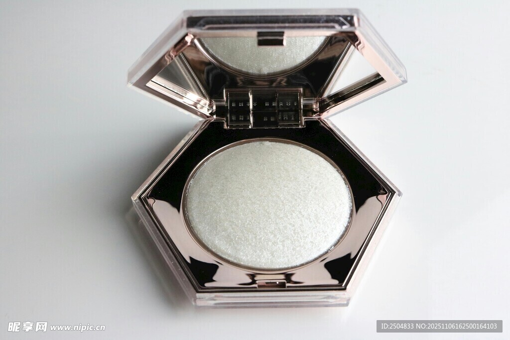 精致六边形银色高光粉盒