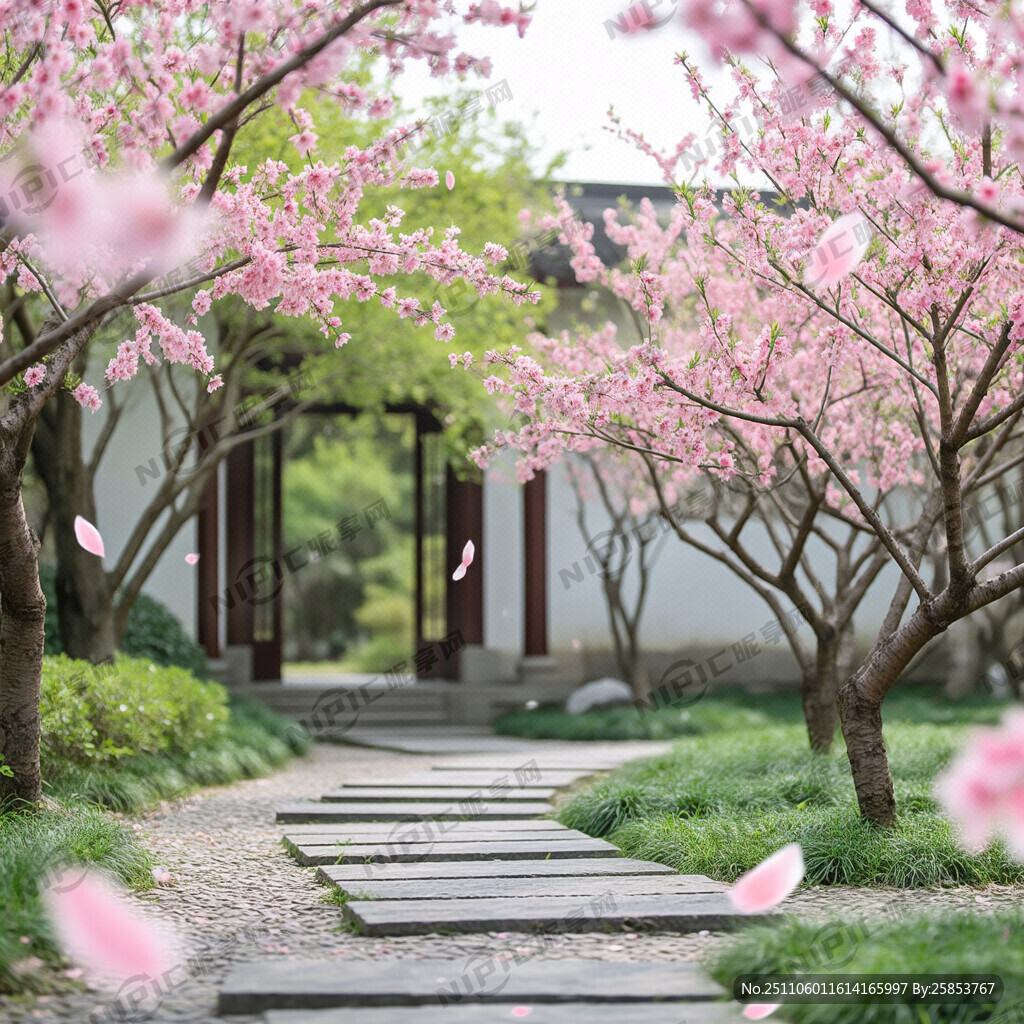 庭院桃花 浪漫