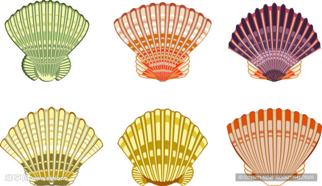 多彩贝壳图案设计素材