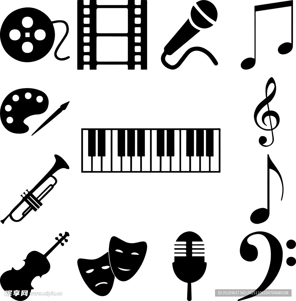 音乐艺术相关图标集合