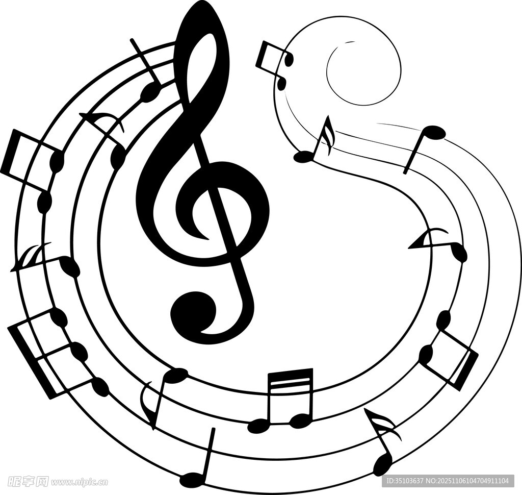 音乐符号环绕的艺术图案