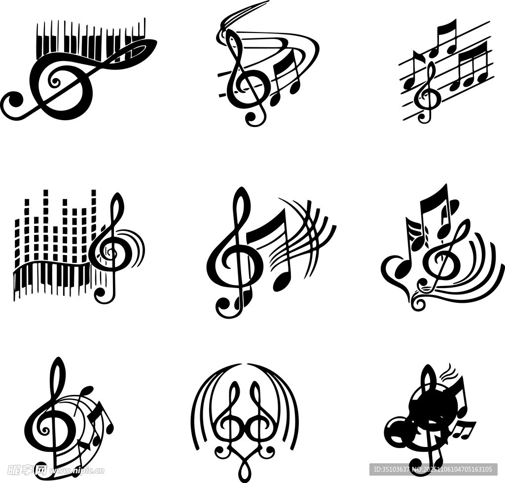 多样音乐符号图标集合