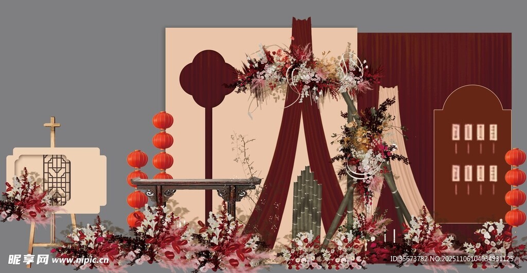 复古风婚礼场景布置