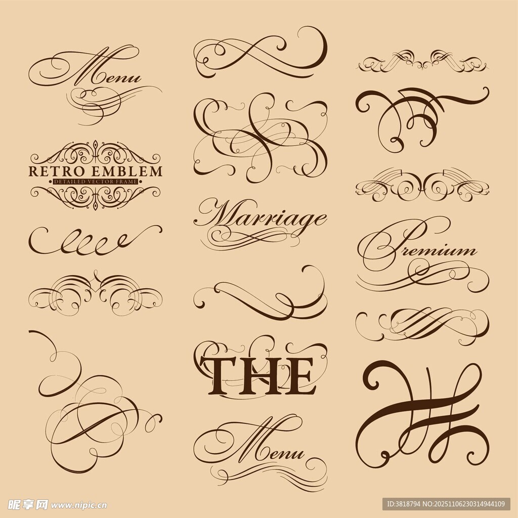 复古优雅英文字体设计元素