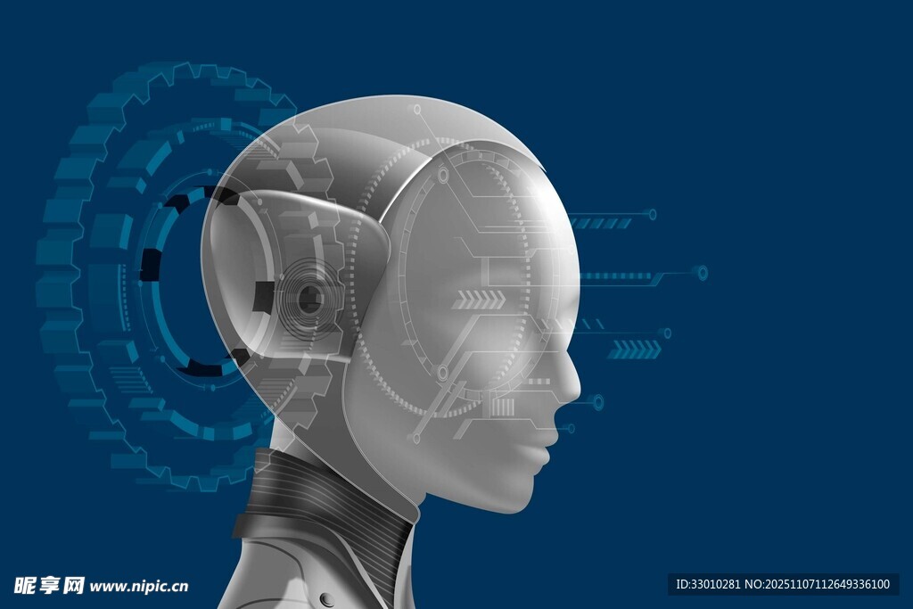 科技感人脑与智能连接图