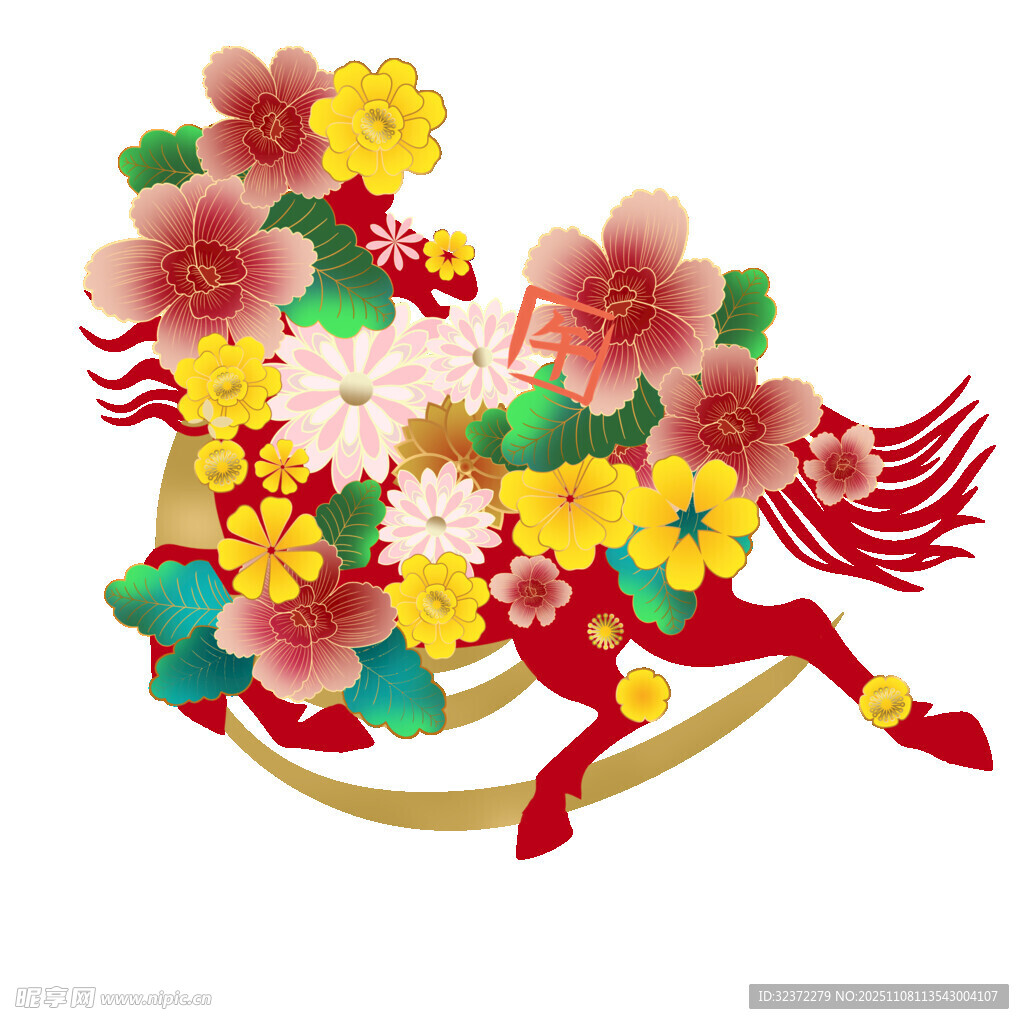 花卉装饰的传统摇马