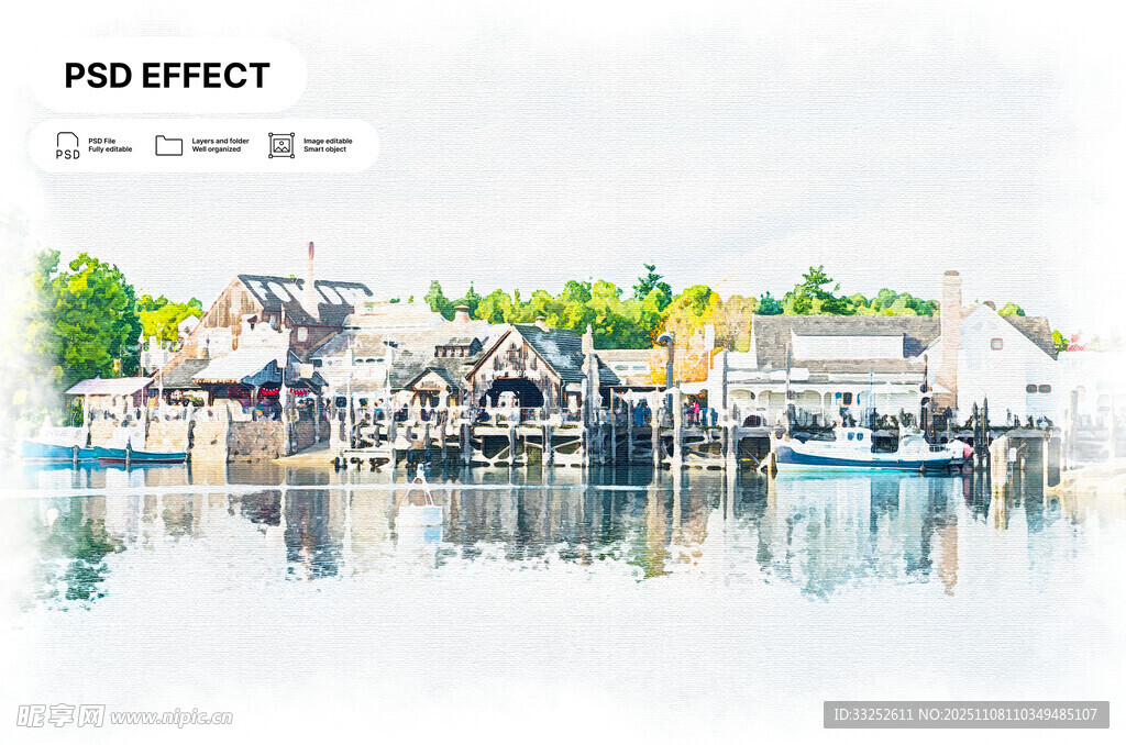 宁静港湾的码头风景