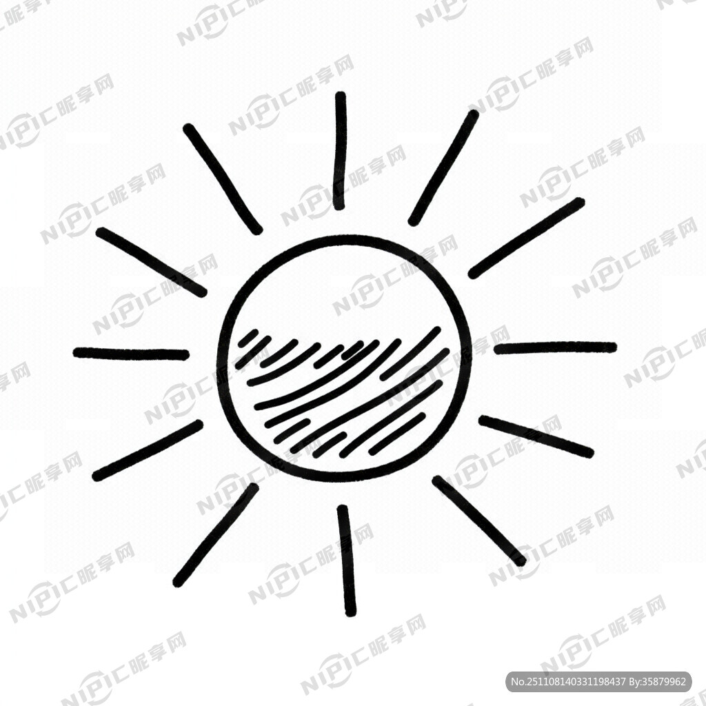 中心为一个实心圆 风格为简笔画