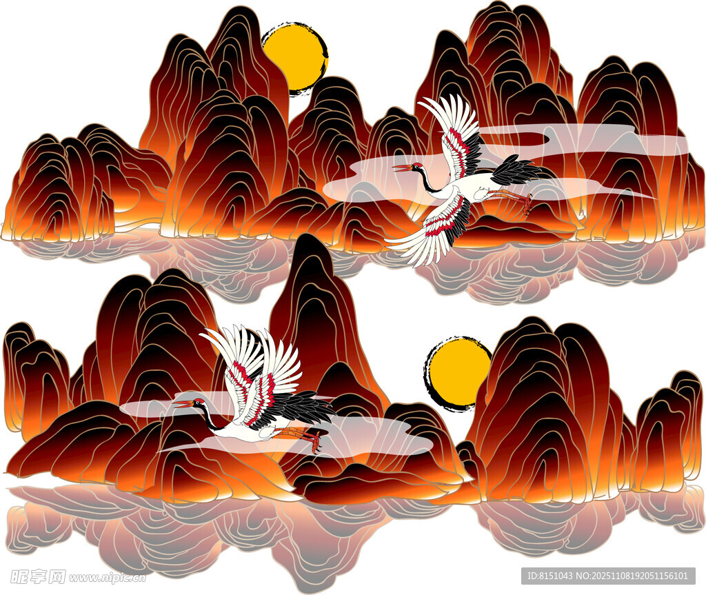 水墨风山水风景插画