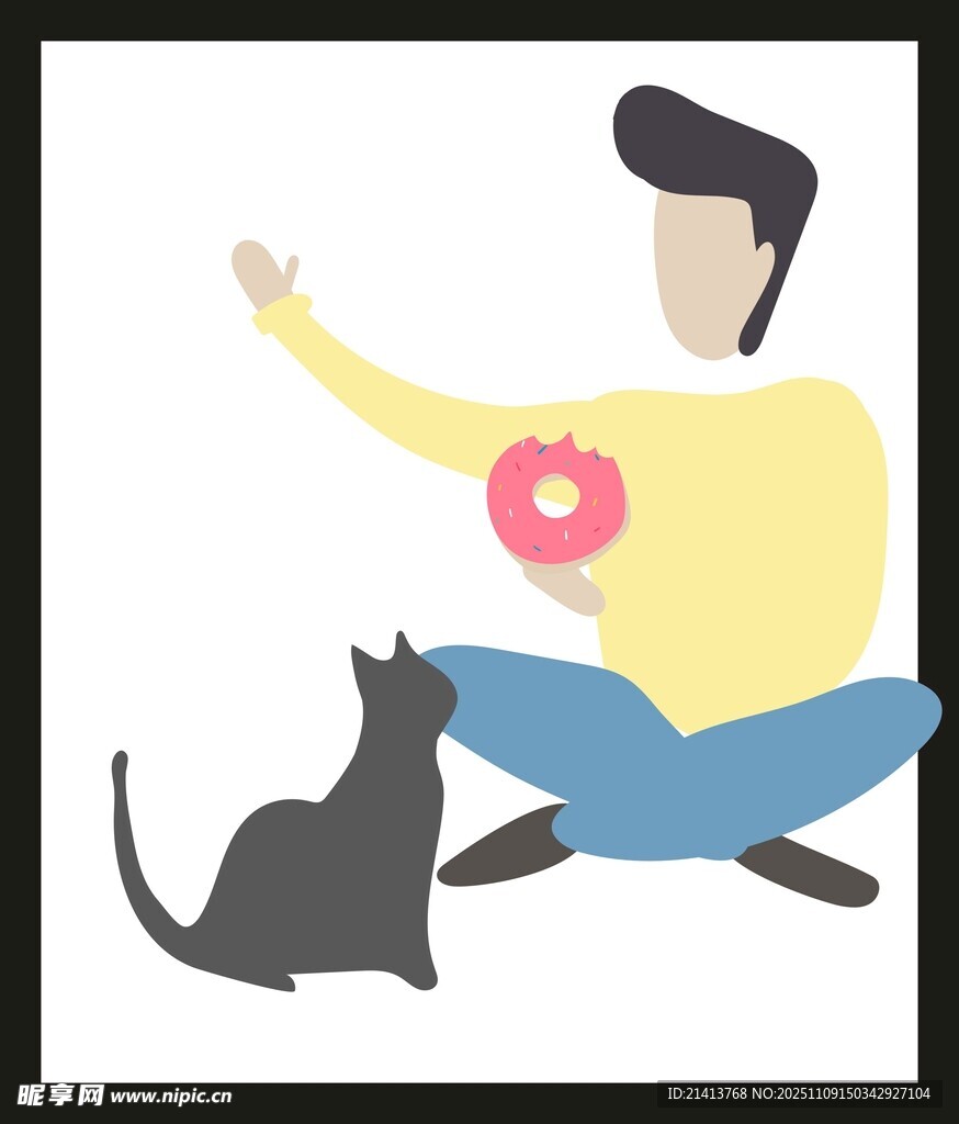 男子与猫互动温馨场景