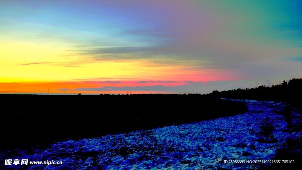 雪原日落