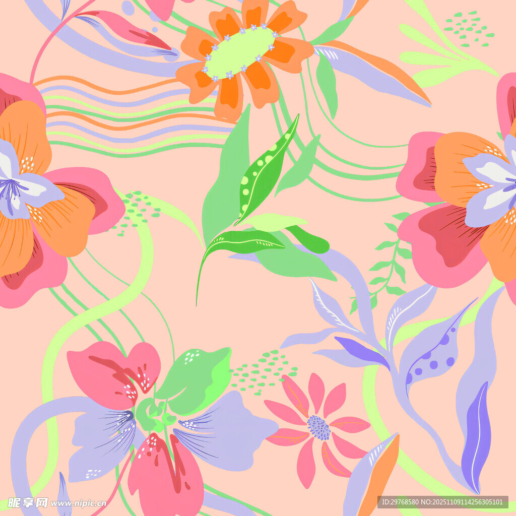 缤纷花卉图案背景