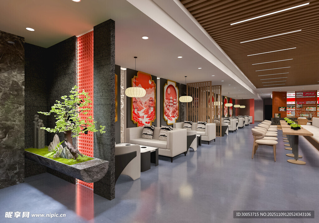 中式风格餐厅室内景观