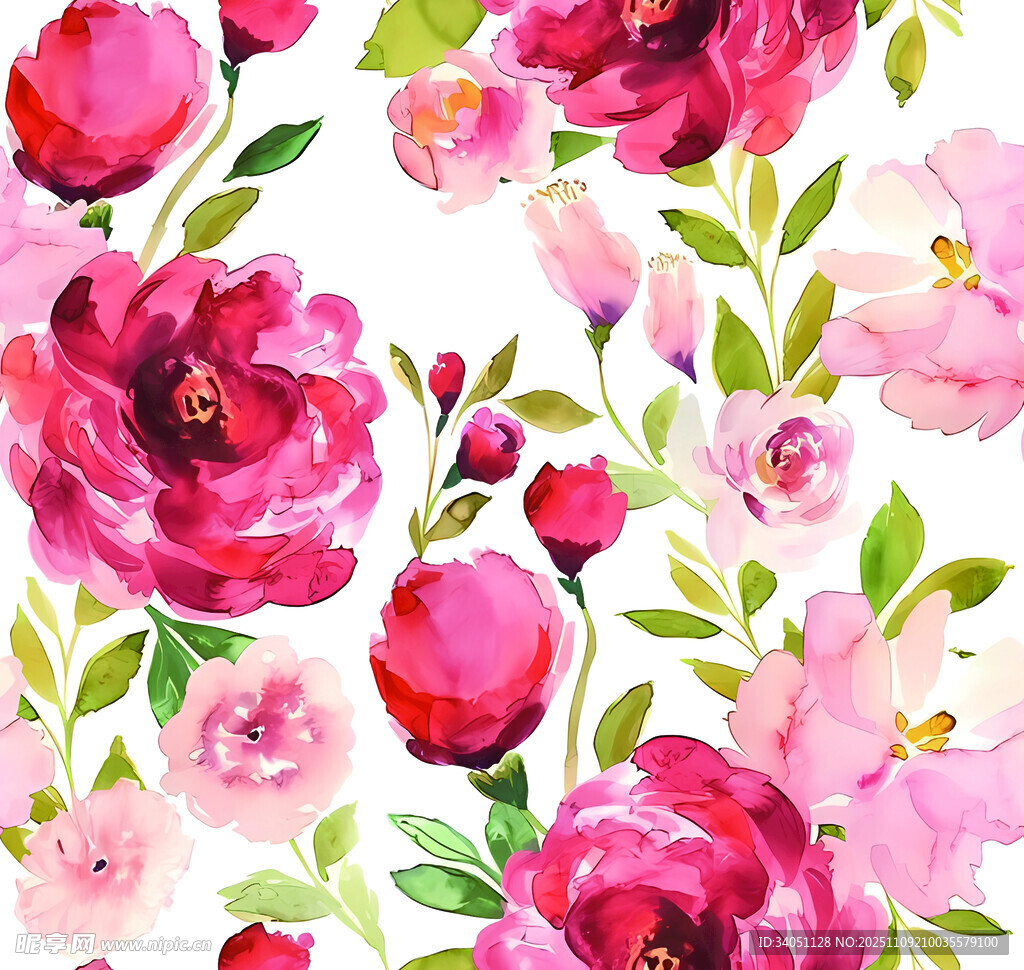 水彩花卉图案浪漫又唯美