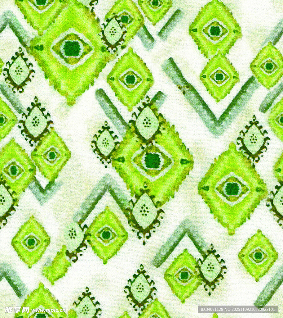 绿色几何图案抽象艺术纹理