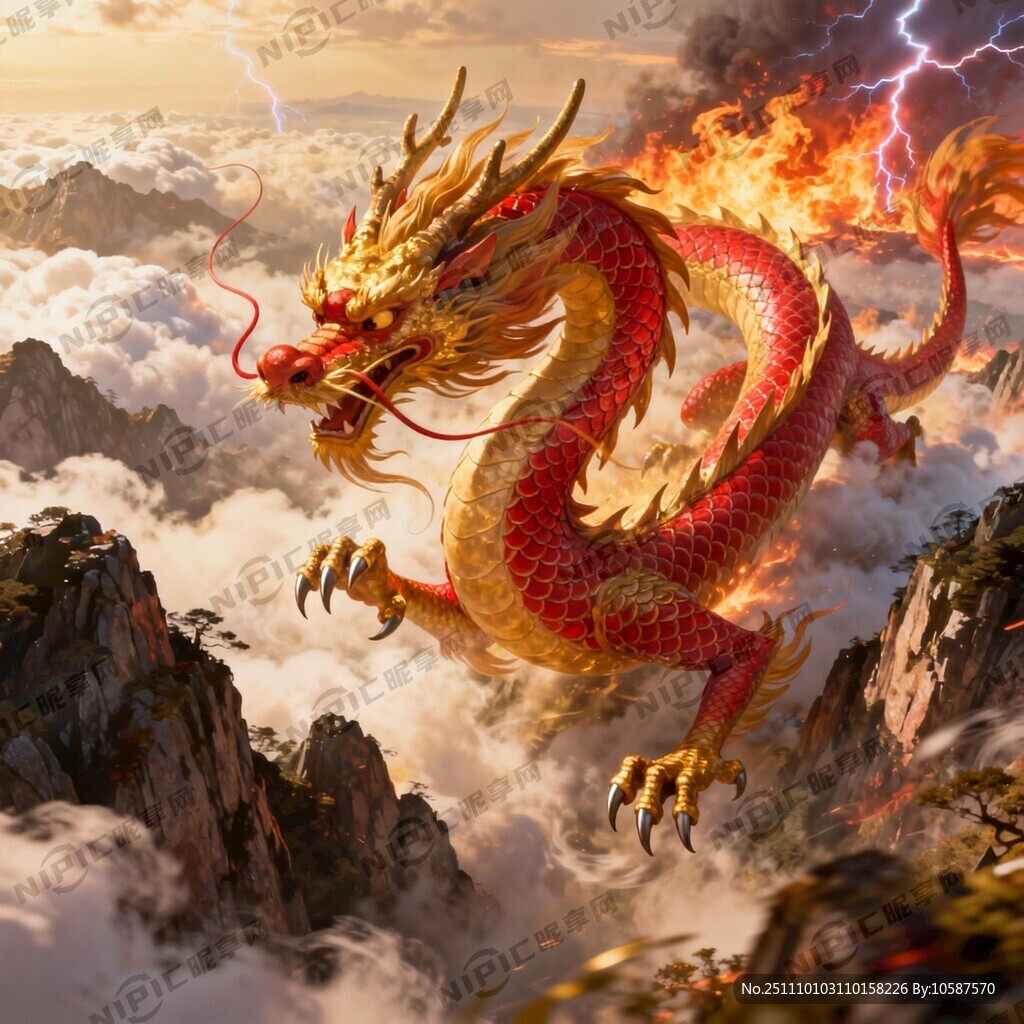 一个中国龙 动漫风格 中国风