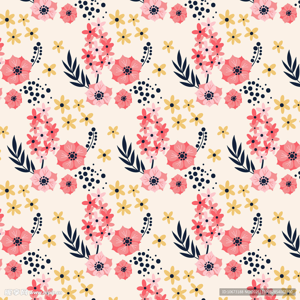 粉色花卉无缝图案背景