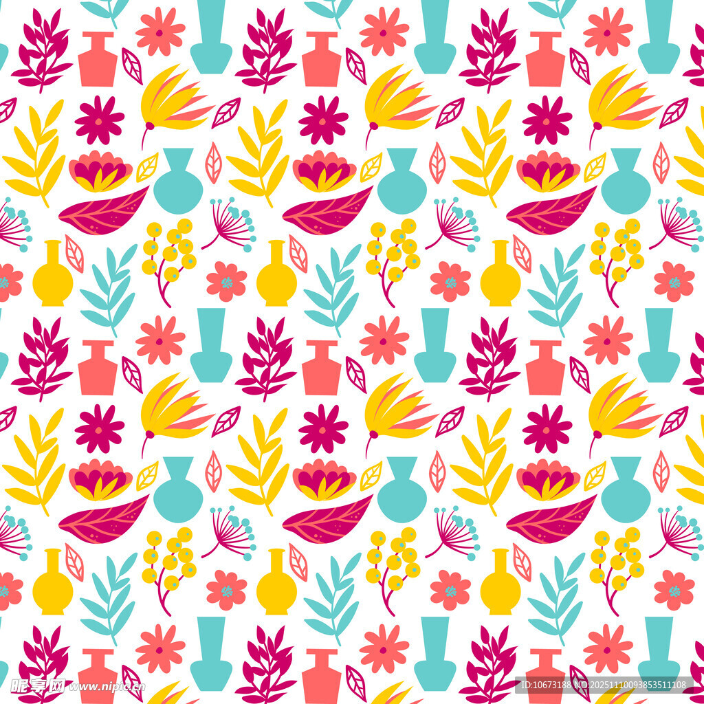 多彩花卉植物图案背景