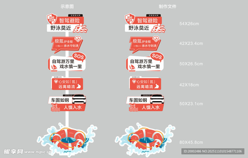 溺水急救扁平风格路牌