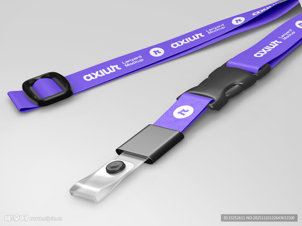 紫色挂绳带金属扣证件夹