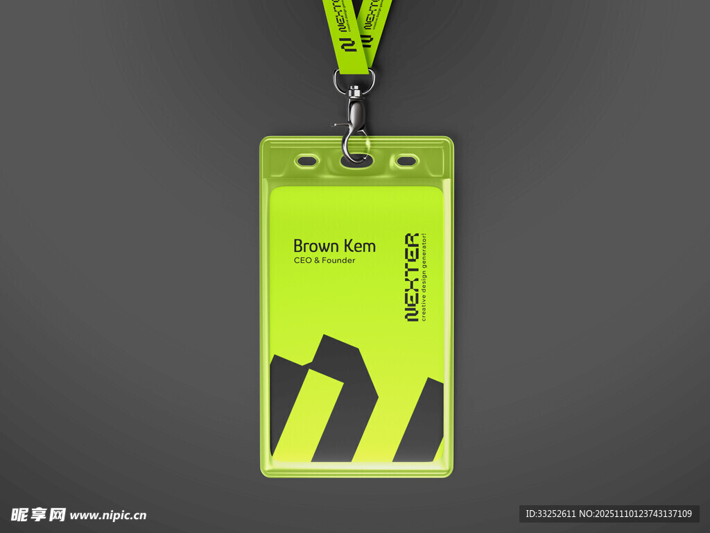 荧光绿证件卡套设计展示