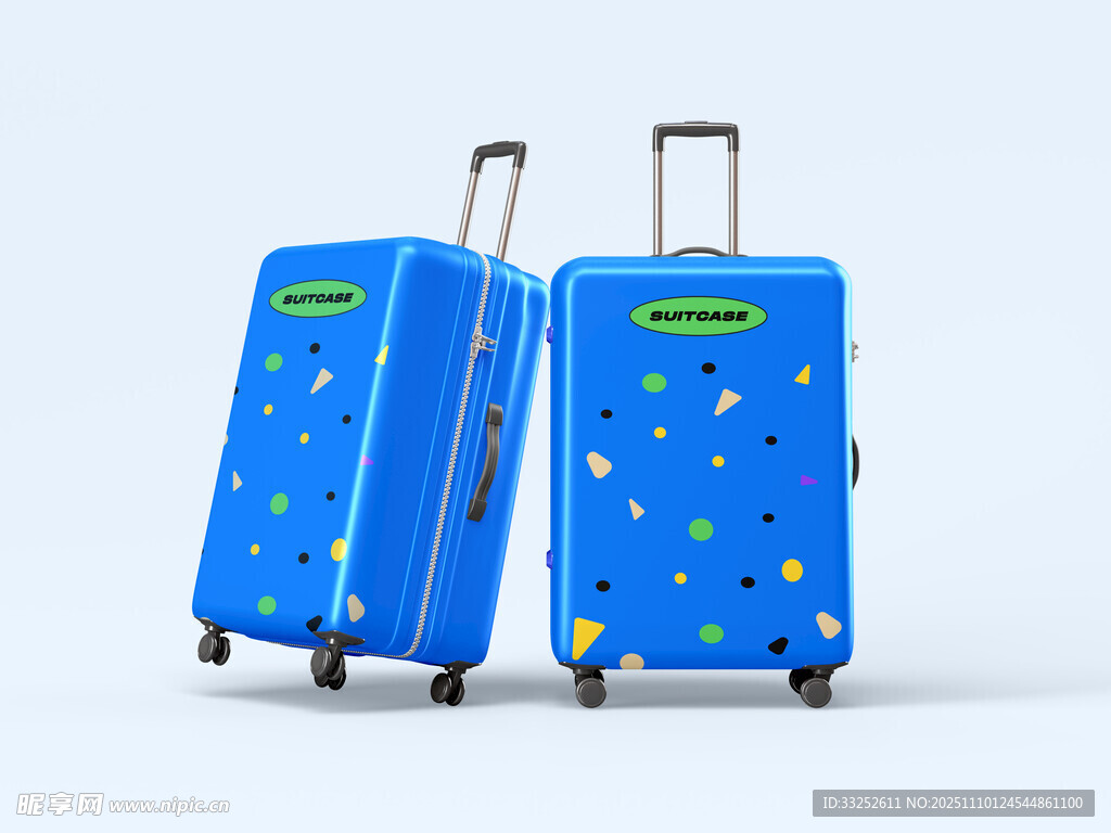 蓝色卡通图案旅行行李箱