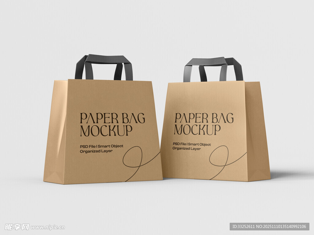 棕色手提袋模型展示