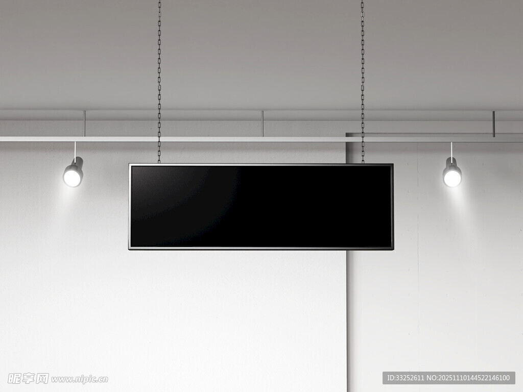 悬挂式黑色空白展示屏幕