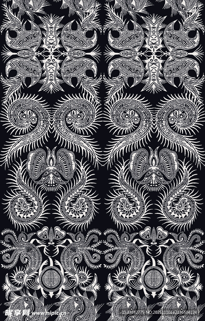 黑白对称花纹图案设计