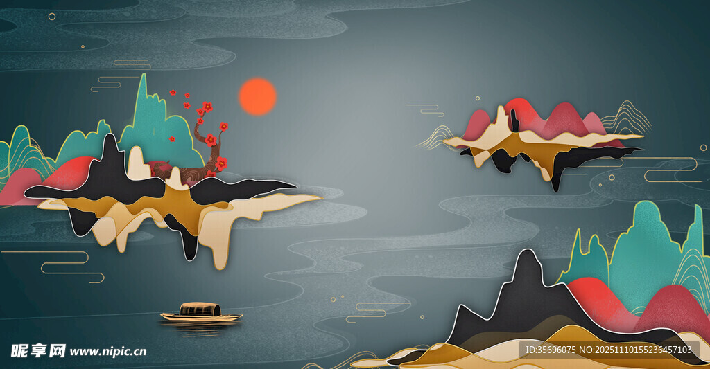 奇幻悬浮岛屿景观画面