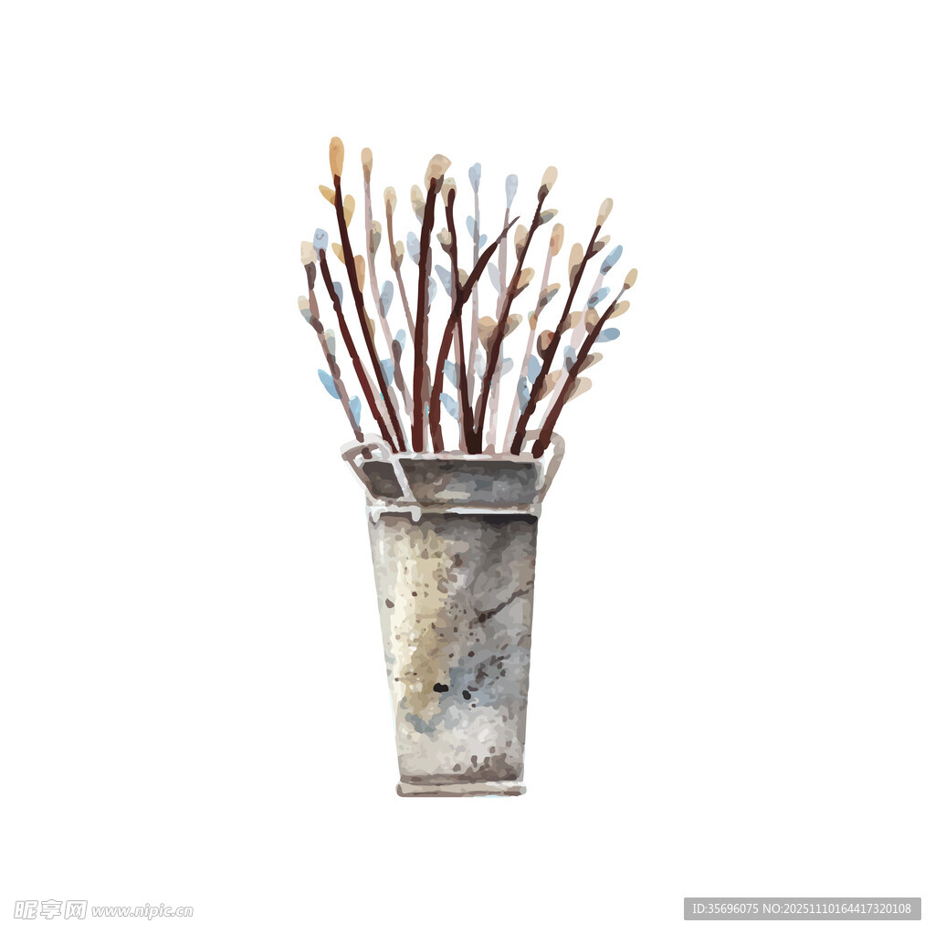 花瓶中插着多彩画笔