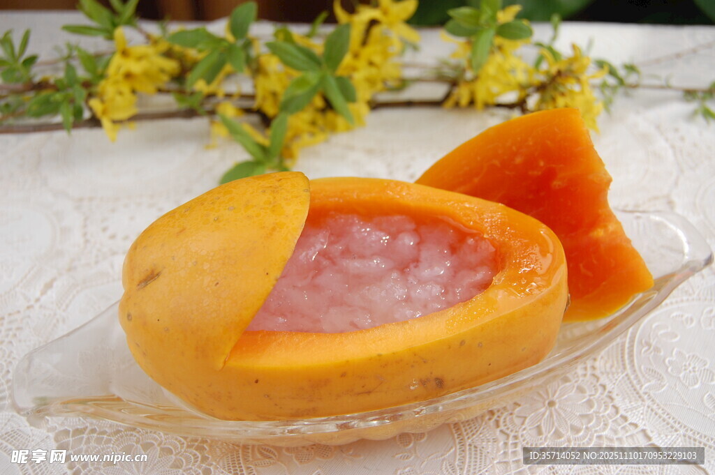 木瓜炖雪蛤美食特写