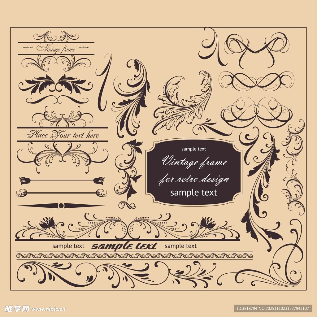 复古欧式装饰花纹设计素材