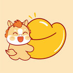 萌马抱金元宝超可爱