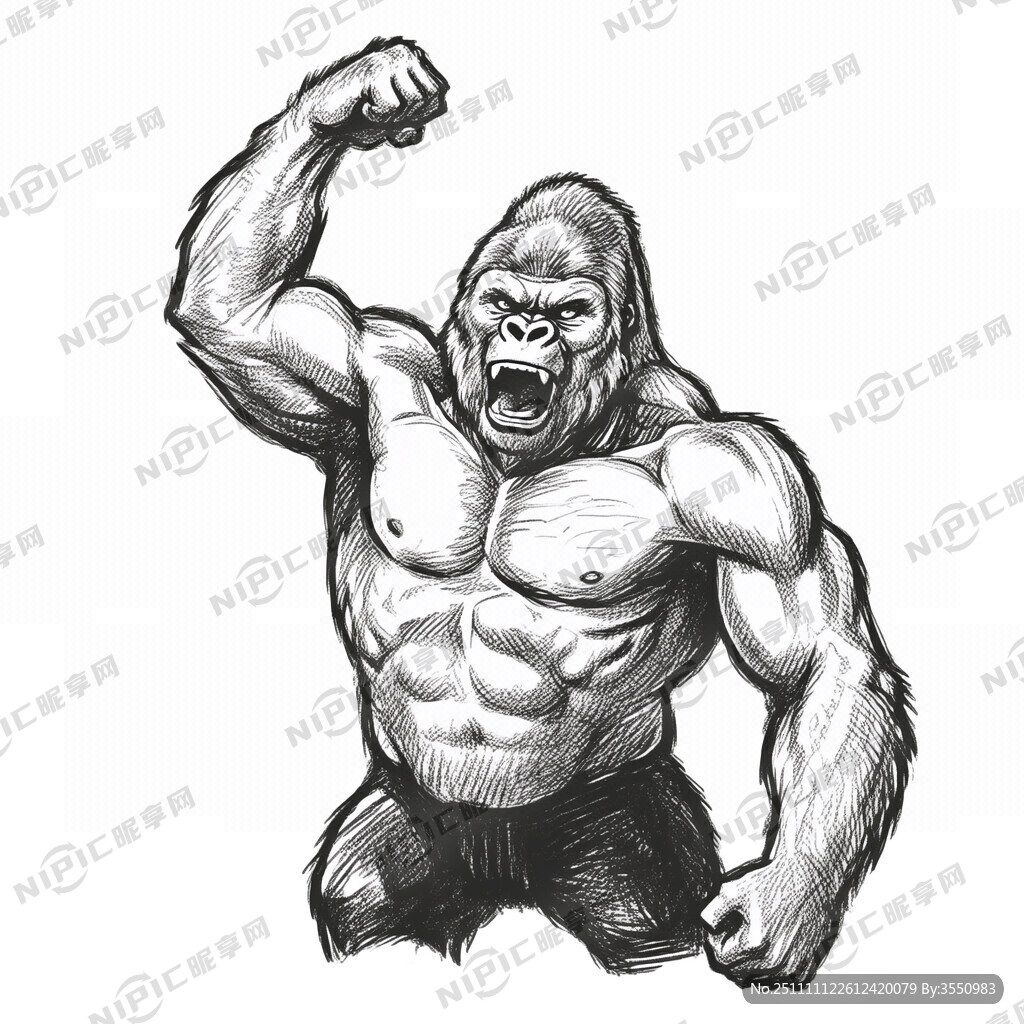 金刚 大猩猩 有腹机 上半身