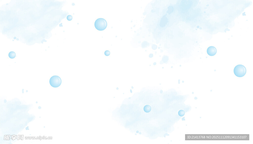 淡蓝色水彩风格气泡背景