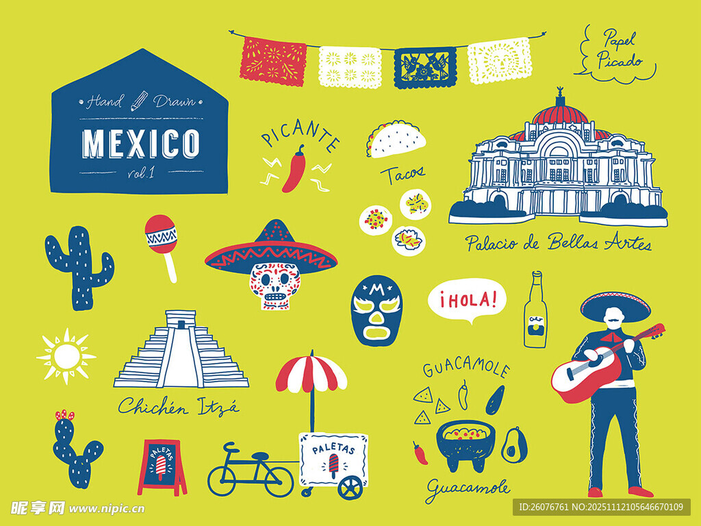 墨西哥风情图标集合