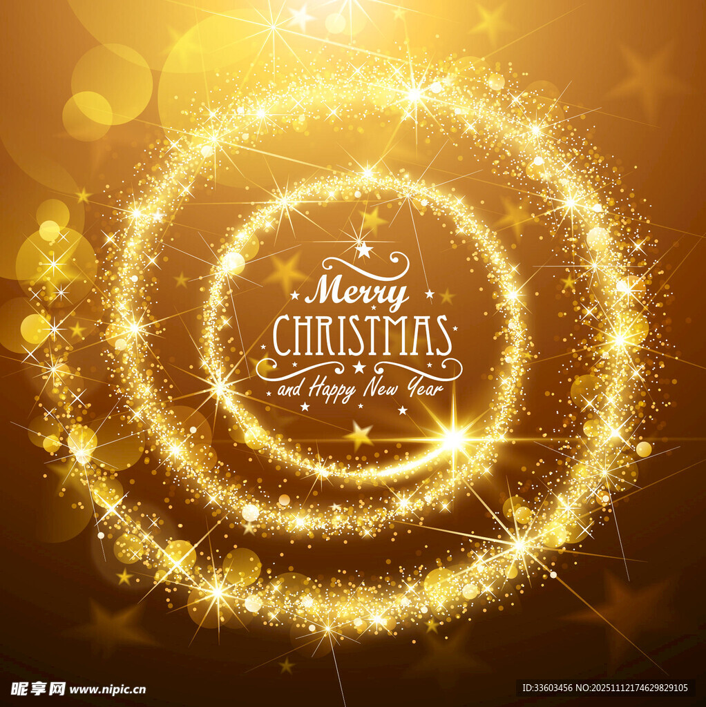 金色圣诞光环节日背景图